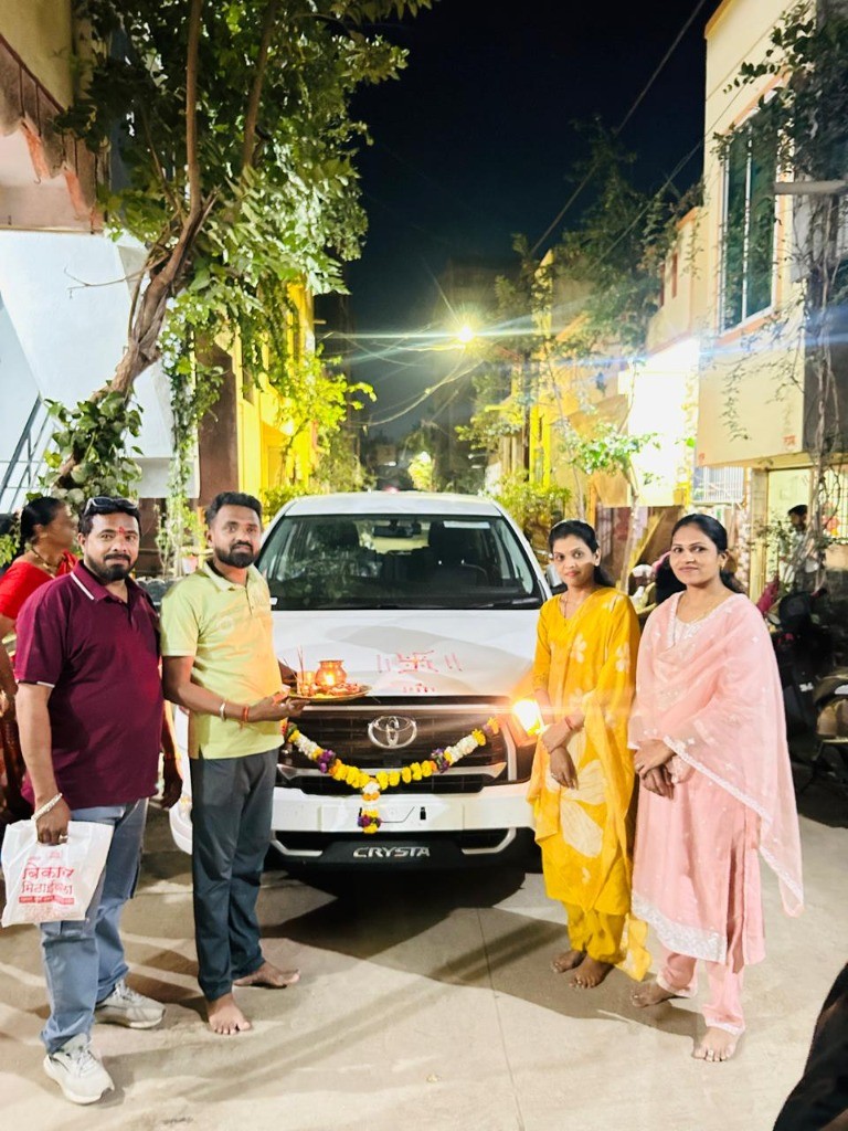Toyota Innova Crysta Blessing Ceremony - Hindavi Tours & Travels